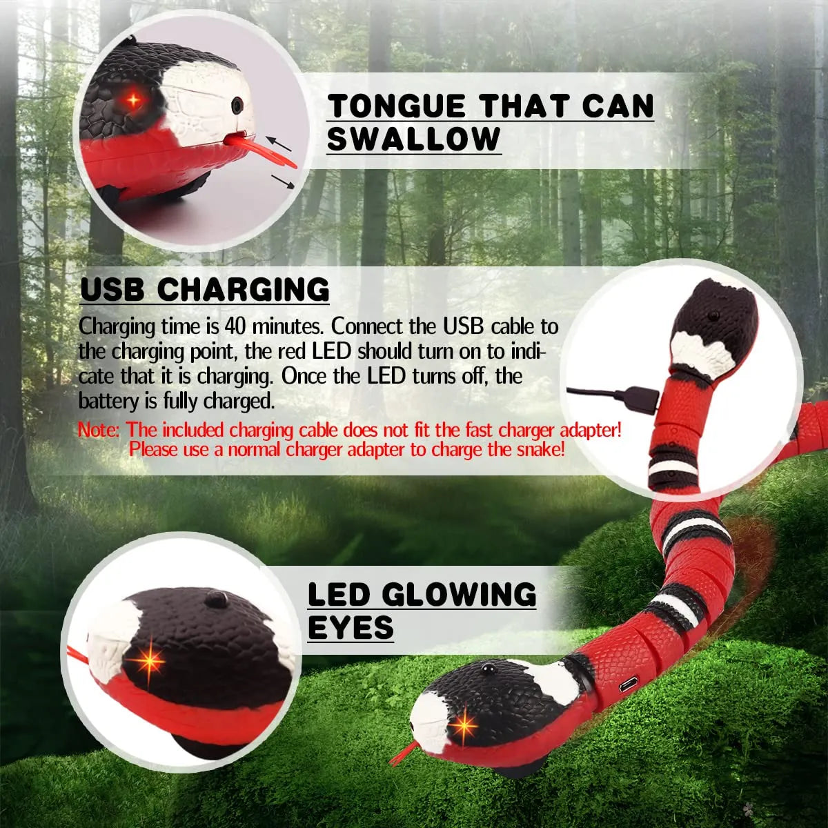 SlitherCatch™ snake - Smart Sensing Interactive Cat/Dog Toys Automatic Eletronic Snakes