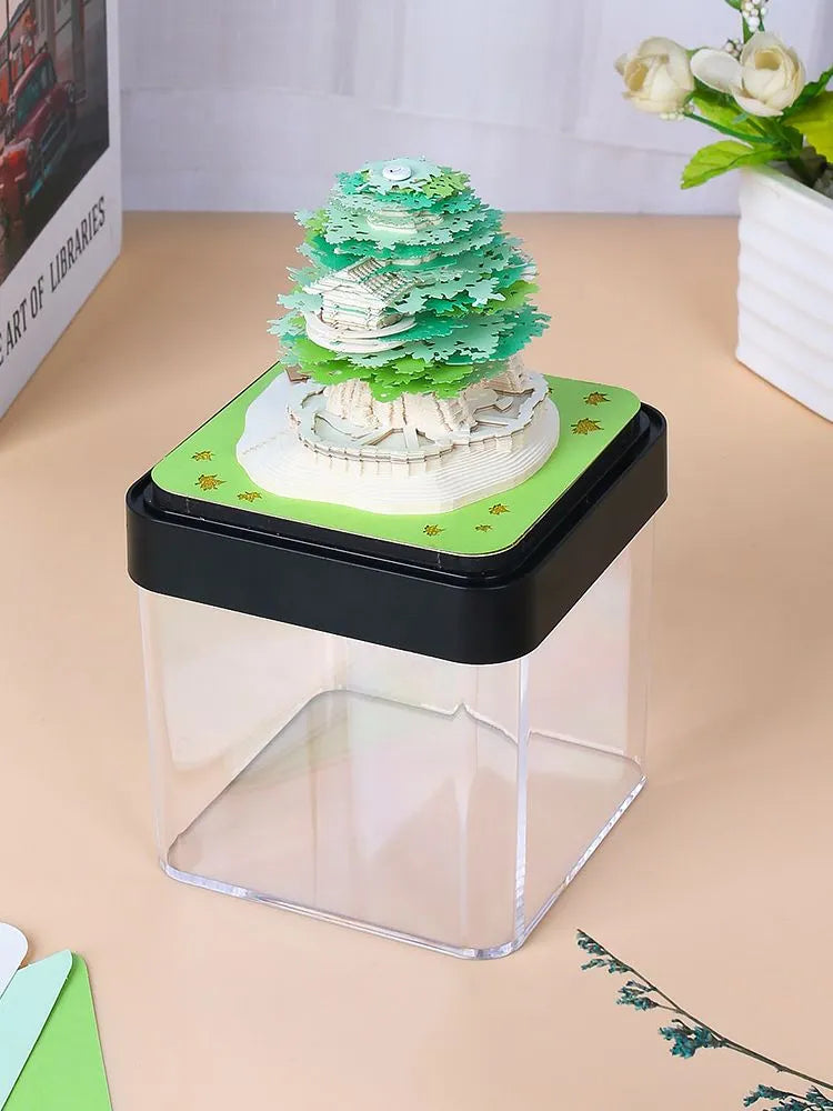 Omoshiroi Block 3D Notepad 3D Calendar 2024 Sakura Tree House Calendar 3D Memo Pad Paper Note 3D Sticky Note Pad Birthday  Gift