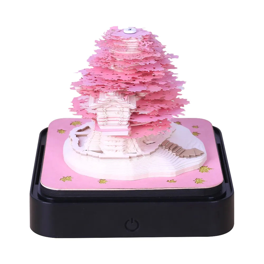 Omoshiroi Block 3D Notepad 3D Calendar 2024 Sakura Tree House Calendar 3D Memo Pad Paper Note 3D Sticky Note Pad Birthday  Gift